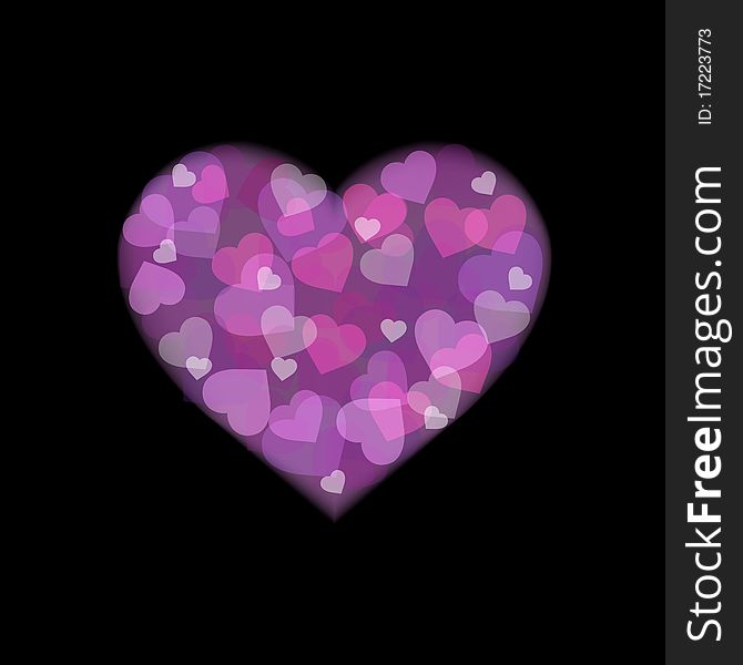 Heart From Hearts, Isolated On Black Background, Vector Illustration. Heart From Hearts, Isolated On Black Background, Vector Illustration
