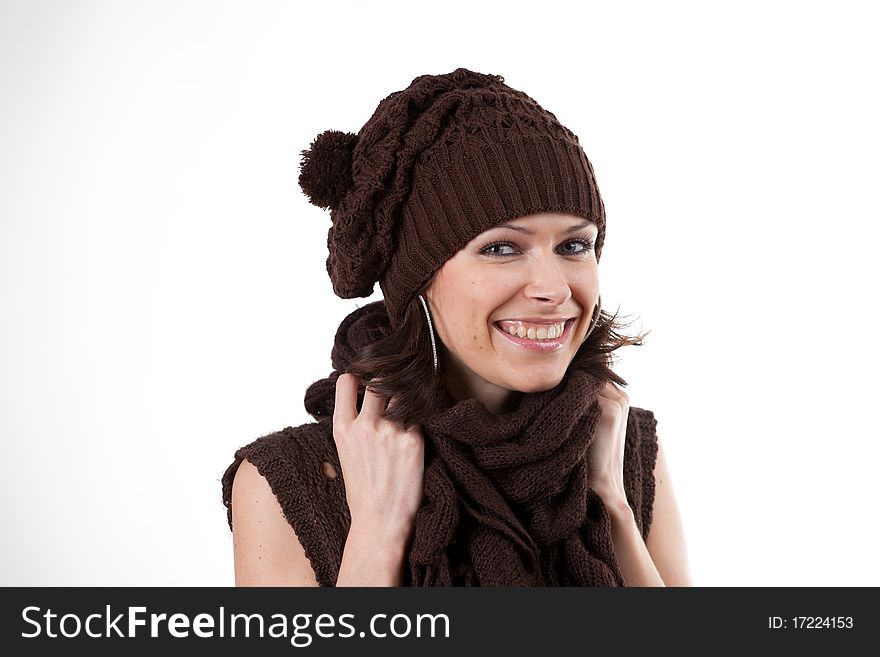 Woman In Hat And Scarf