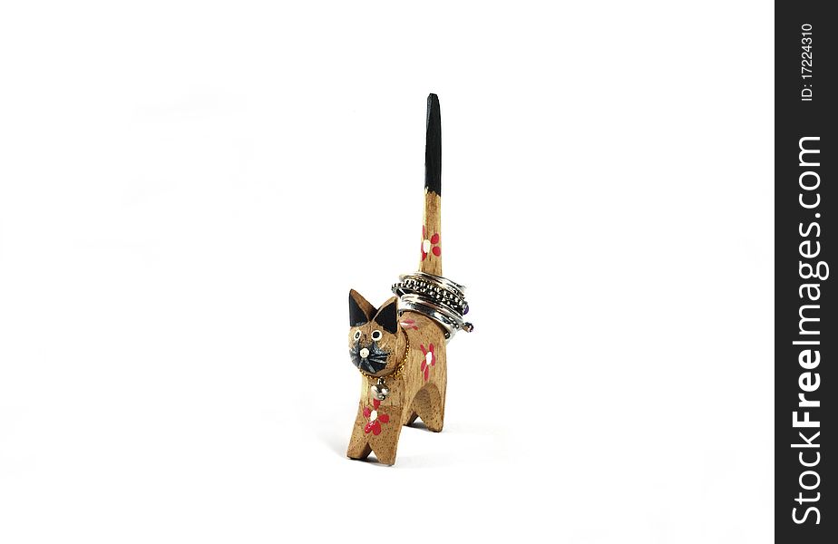 Wooden trinket cat as ring holder. Wooden trinket cat as ring holder