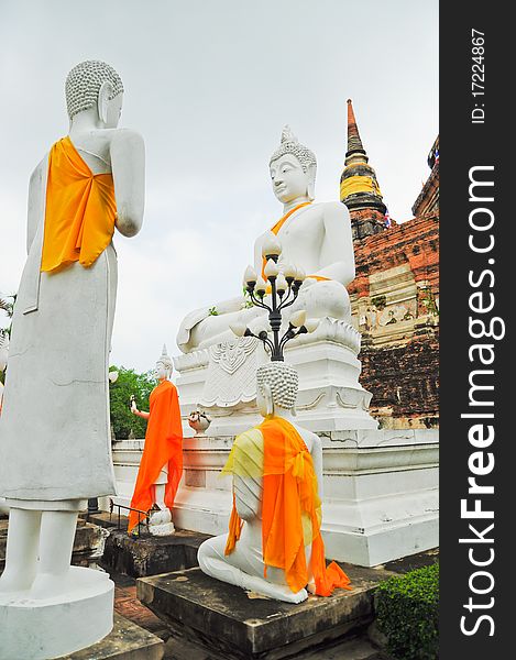 Buddha and temple in ayutthaya Thailand