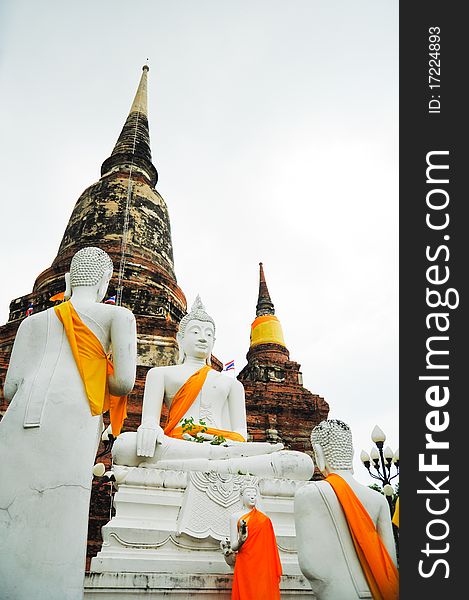 Buddha and temple in ayutthaya Thailand