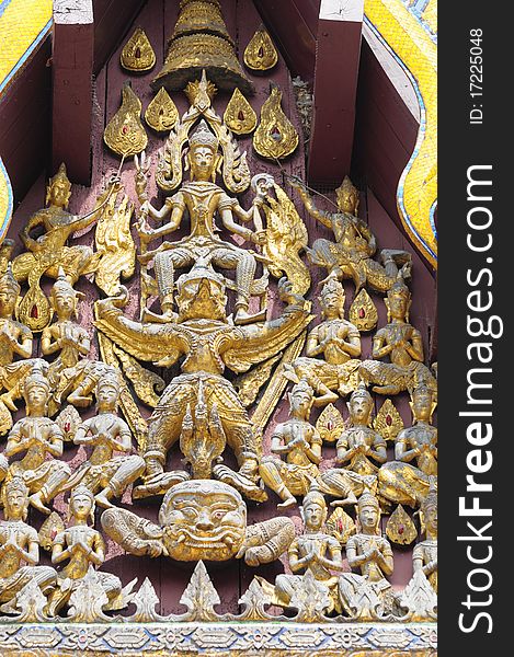 Carvings on the temple roof, thailand