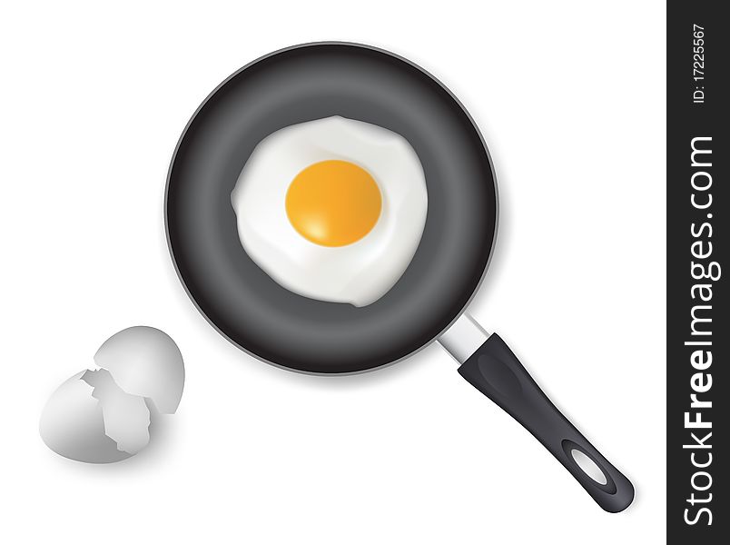 Fried Egg On Frying Pan.