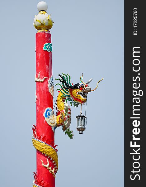 Image of dragon on red pole
