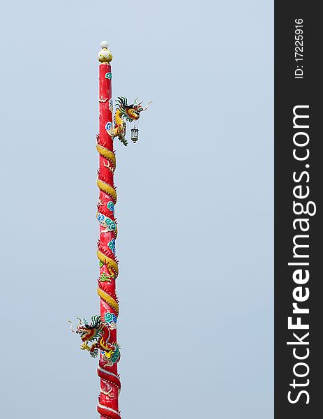 Image of dragon on red pole