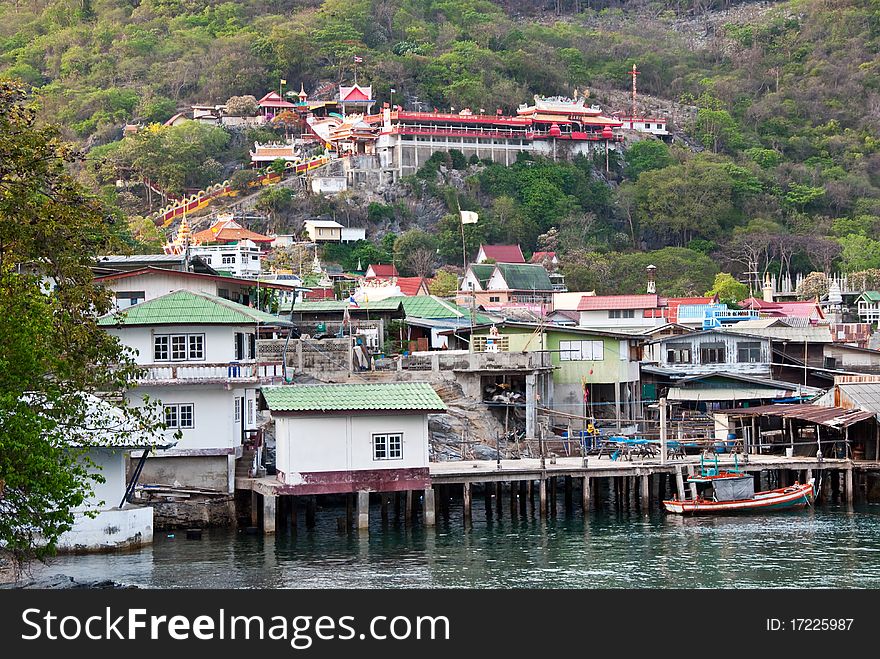 Seaside village at at Srichang island