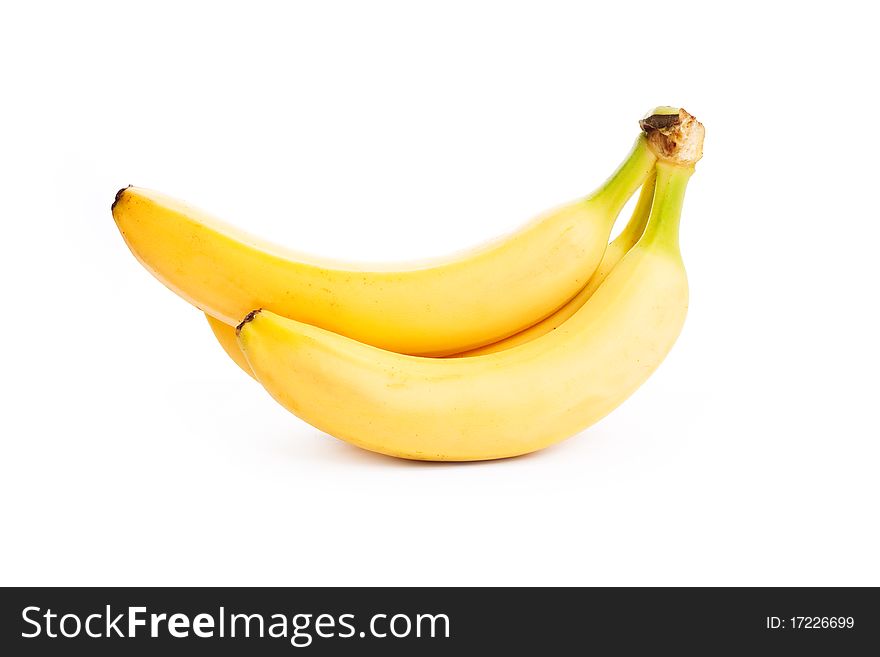 Close up shot of banana isolated on white