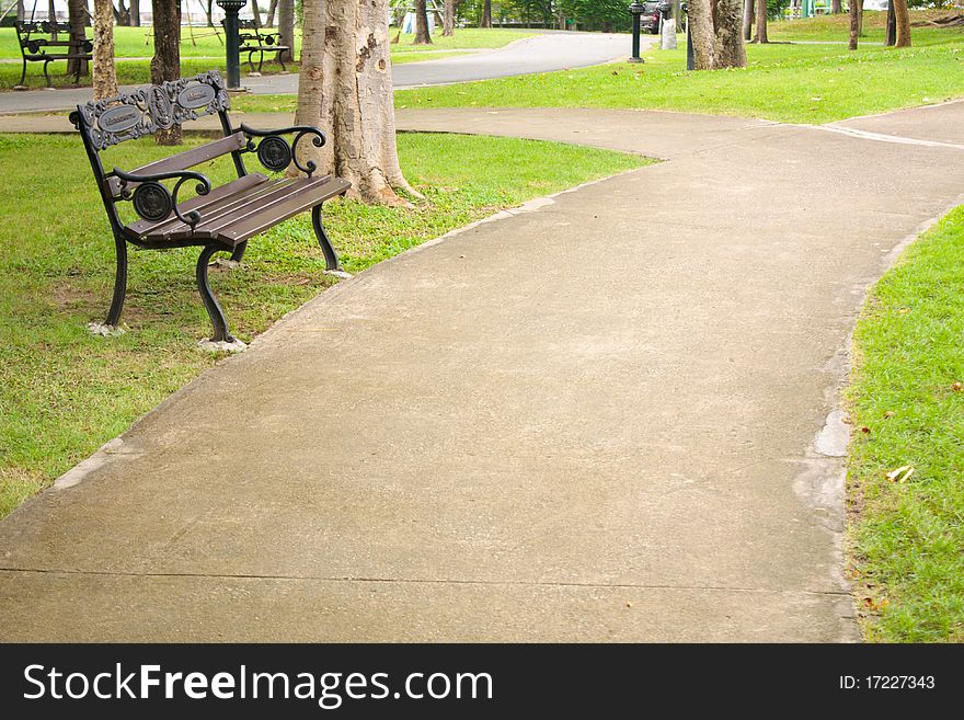 Bench in the park. Recreational area general nature.