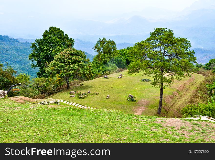 Landscape of field on mountain, Chiengmai province, Thailand.