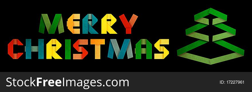 Retro christmas card (merry christmas in colour on black background)