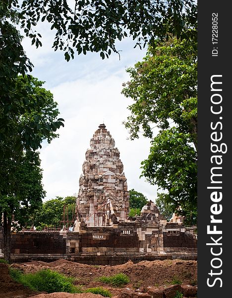 Sadok Gok Thom castle during renovation at Sakaeo province, Thailand.