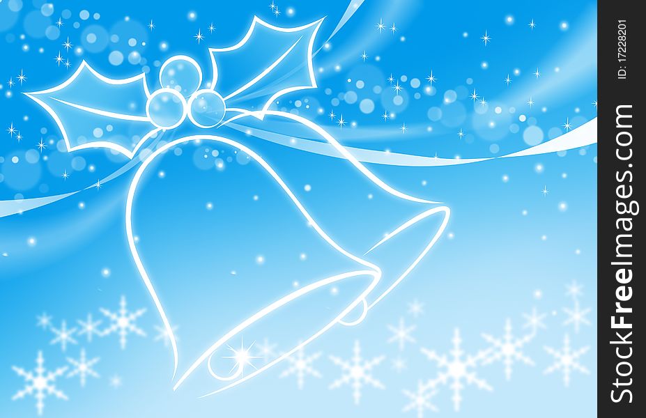 A cool christmas card with the design of bell and snow. A cool christmas card with the design of bell and snow.