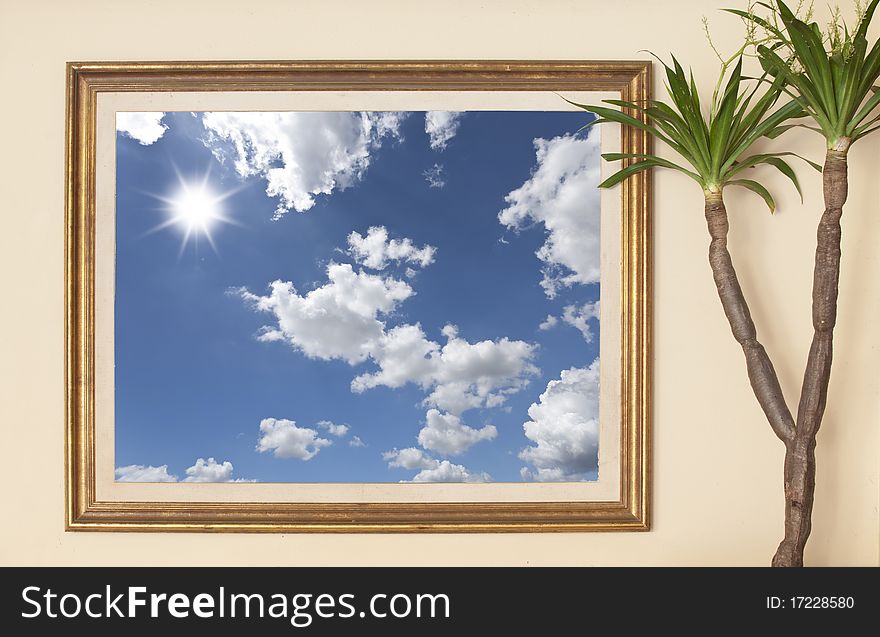 Isolate vintage photo frame with nature background