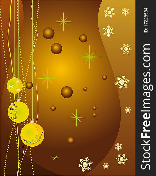 Christmas background with balls and snowflakes