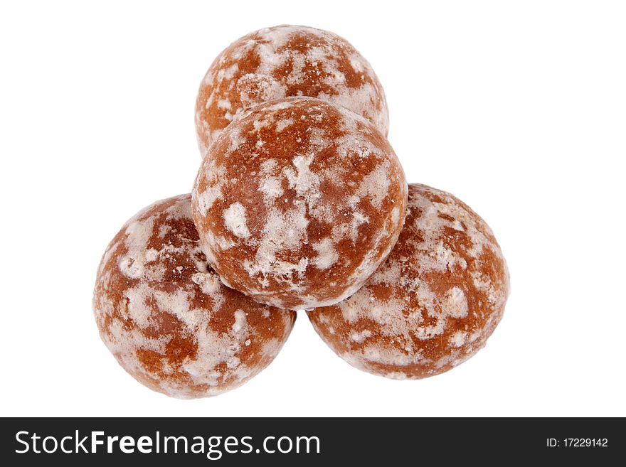 The glazed spice-cakes on a white background