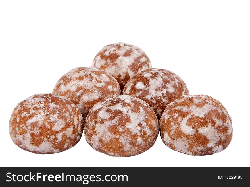 The glazed spice-cakes on a white background