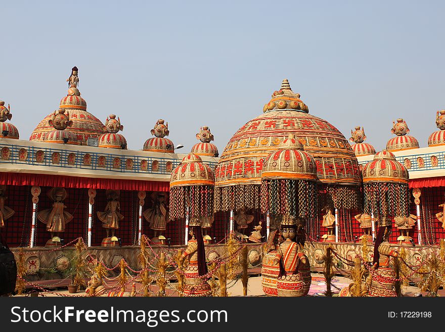 Indian art work of bengali festival