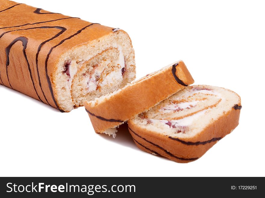 Swiss roll on a white background