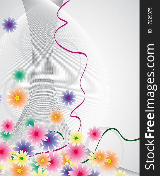 Light background with colorful flowers. Light background with colorful flowers