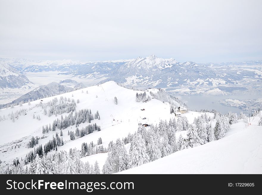 Winter mountain landscape of Switaerland