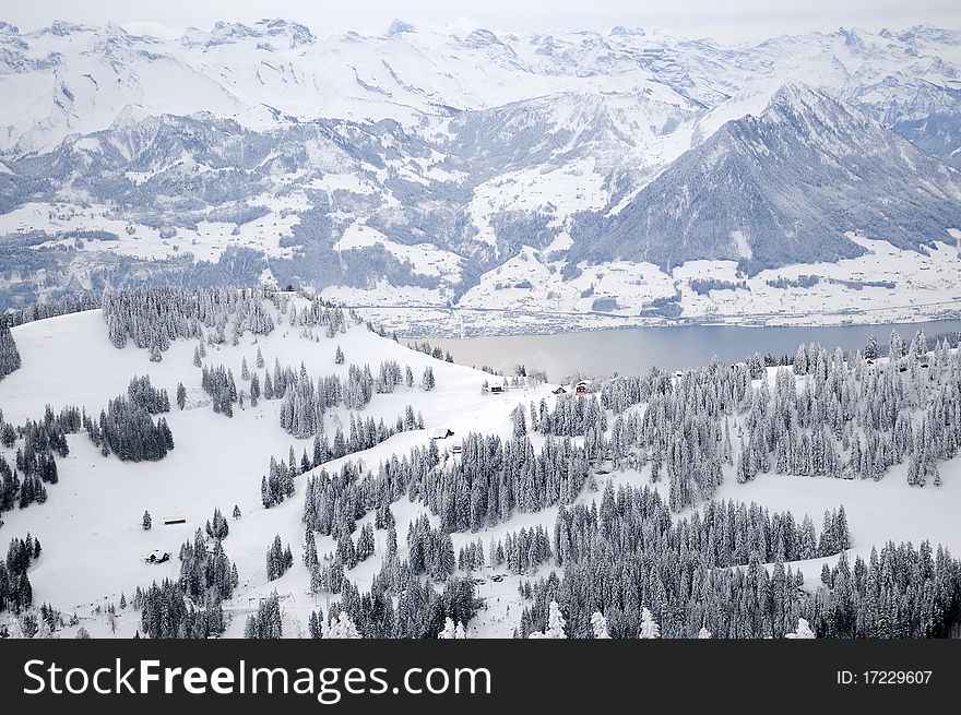 Winter mountain landscape of Switaerland