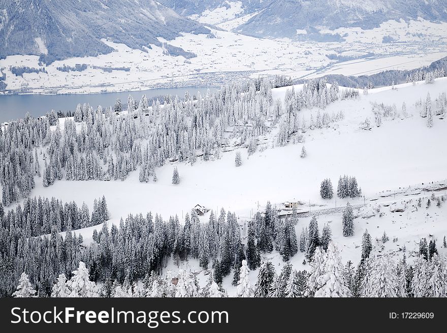 Winter mountain landscape of Switaerland