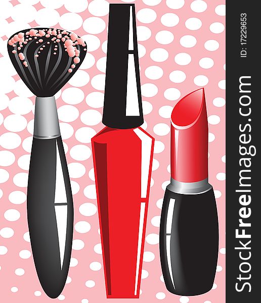 Set of cosmetics on abstract background