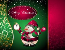 Christmas Background With Snowman Stock Photo Christmas Background With Snowman Stock Photo