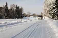 Suv, Car, Driving In Snowy Country Stock Images Suv, Car, Driving In Snowy Country Stock Images