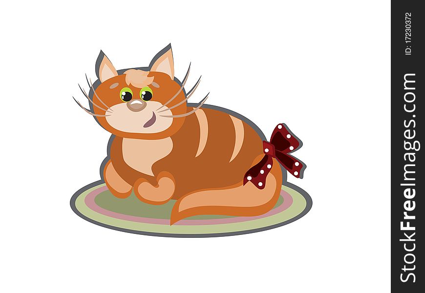 Fat redhead cat with bow