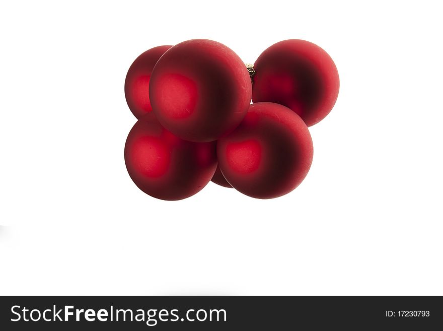 Red Christmas evening balls isolated on white