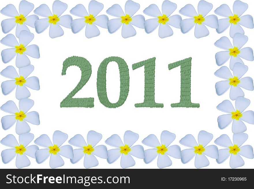 New year sign in flower frame. New year sign in flower frame