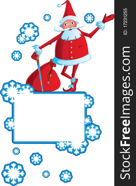 Santa Claus and snow. Vector illustration.