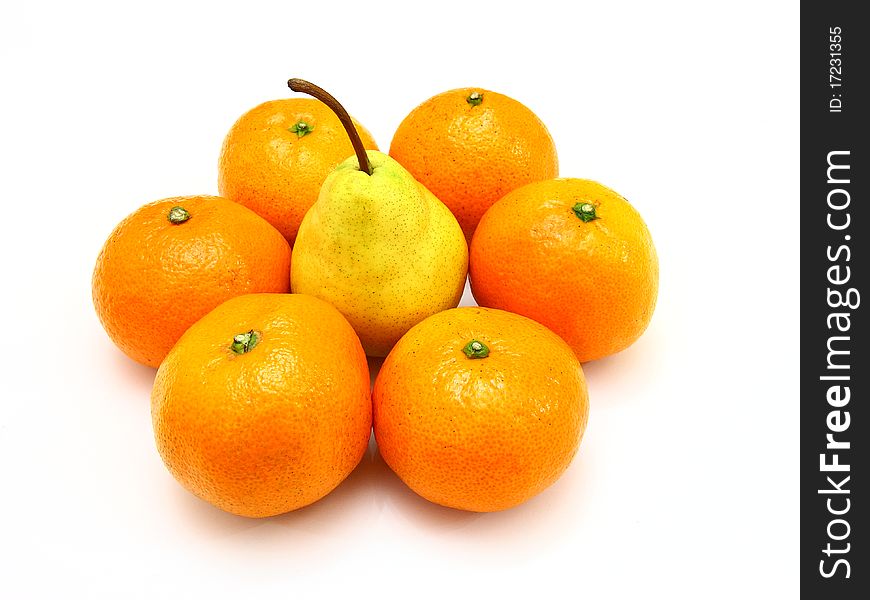 Group a tangerine lie it is isolated on a white background