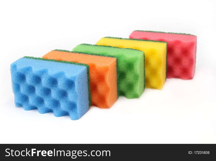 Colorful  Sponges For Cleaning - Isolated