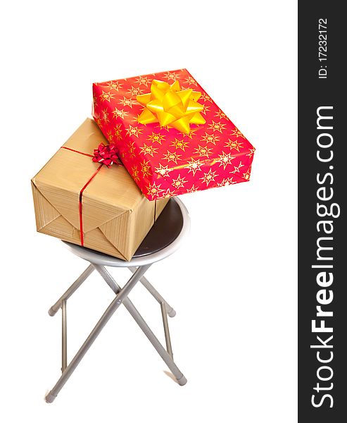 Christmas Gifts Boxes With Ribbons Isolated