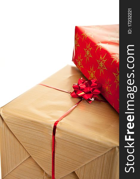 Christmas Gifts Boxes With Ribbons Isolated