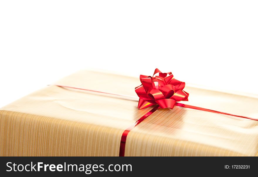 Christmas gifts boxes with ribbons isolated on white