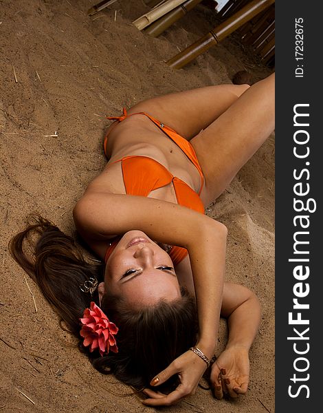 Girl lying on the beach