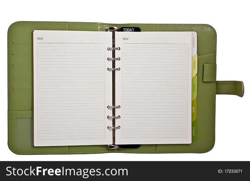 Isolated green organization book on white. Isolated green organization book on white
