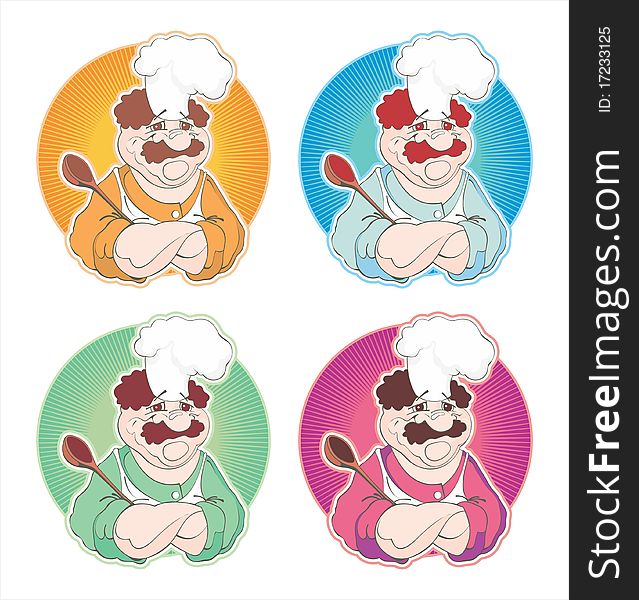 Beautiful illustration chef on a white background