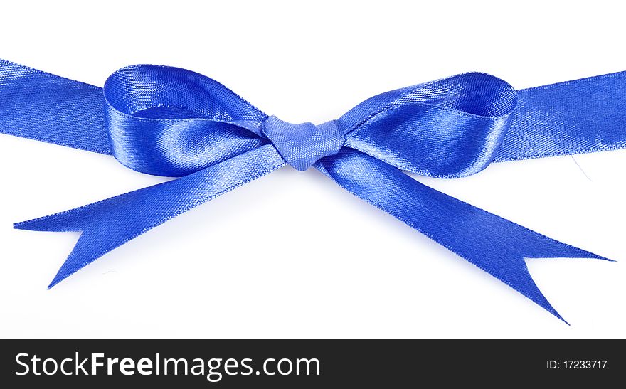 Beautiful blue gift ribbon on a white background