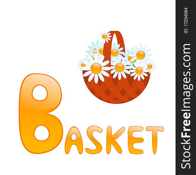 Funny alphabet for children. Basket - letter B. Funny alphabet for children. Basket - letter B.