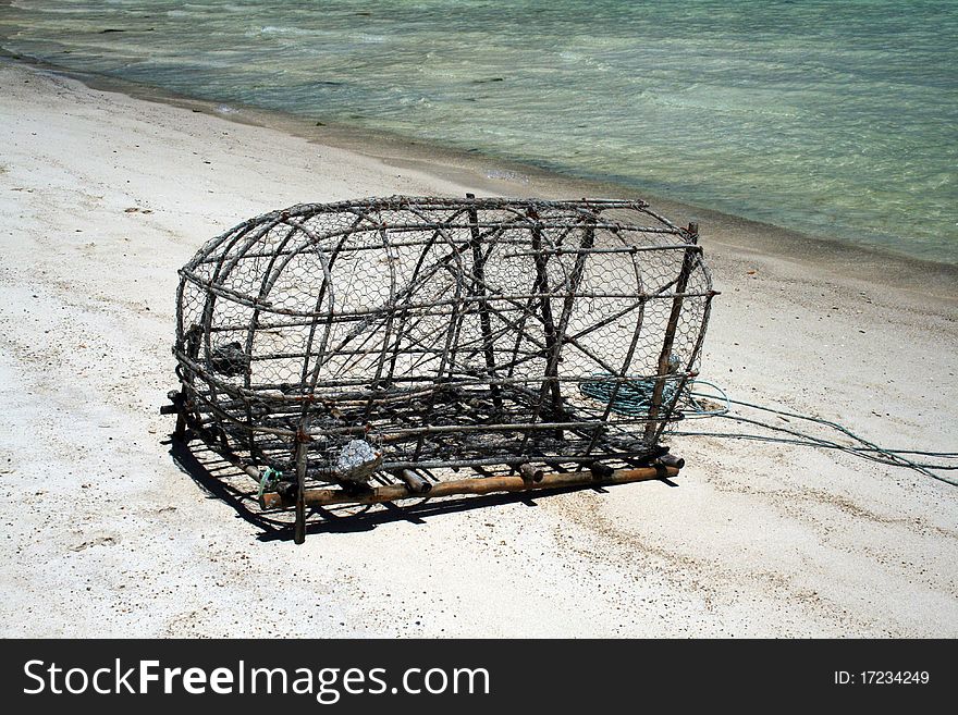 A typical fishing trap in perhentian island in malaysia