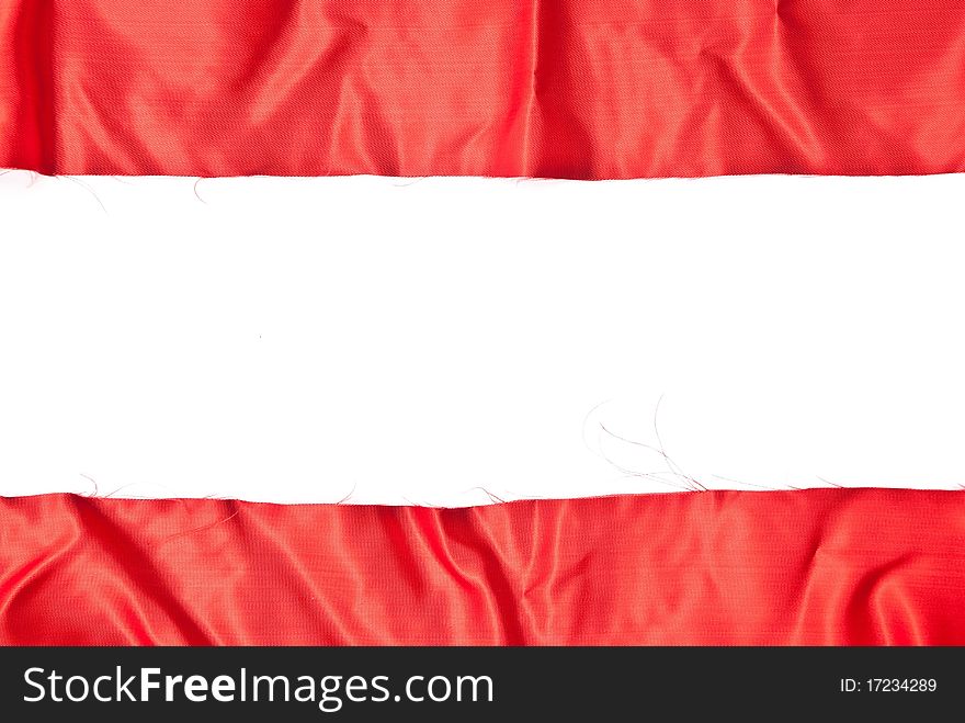 Shiny red textile background on white background