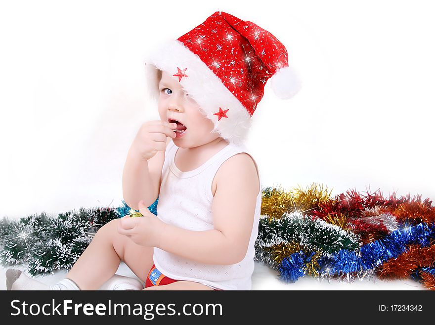 Boy Santa Claus on a white background