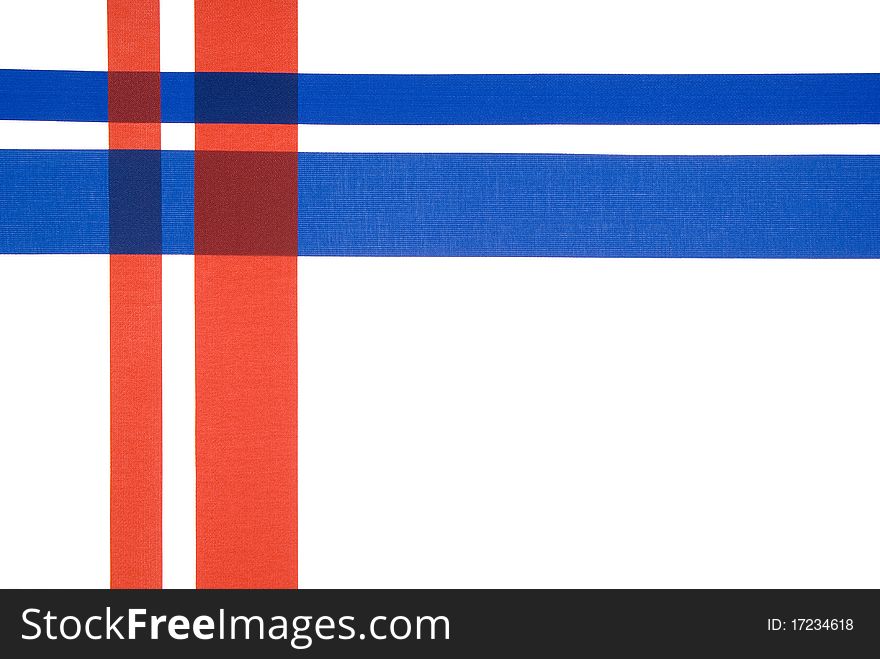 Blue and red ribbon on white background. Blue and red ribbon on white background