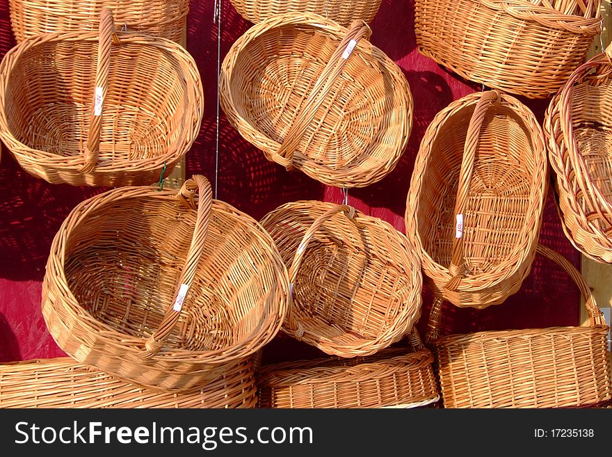 Baskets at Christmas market in Prague, Czech Republic