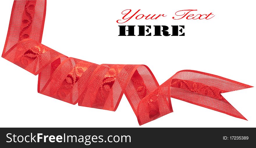 Isolated red ribbon for background, Christmas decoration