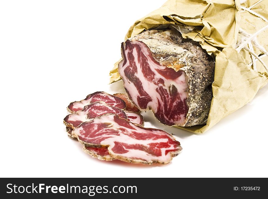 Italian meat isolated on white